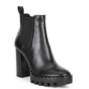 NWT Antonio Melani Boots Paiva Black Chunky Lug Sole Chelsea Booties